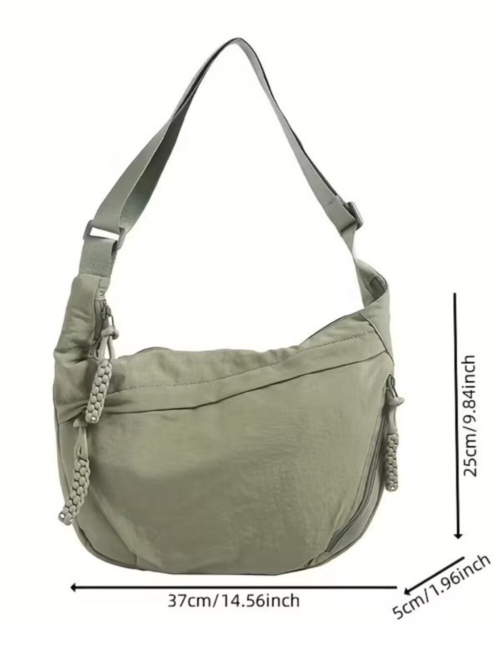 Women Crescent Shoulder Bag Nylon Crossbody Hobo Slouchy Sling Bag Lightweight - Picture 7 of 9